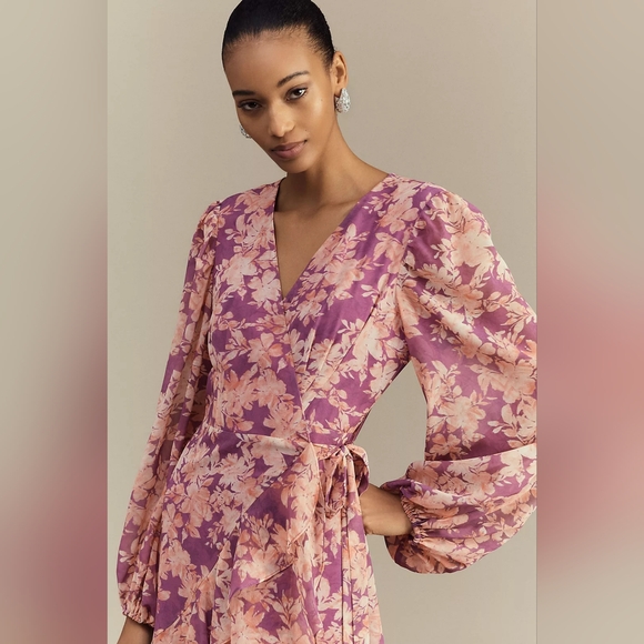 Hutch Dresses & Skirts - HUTCH 'Sadey' High-low Long Sleeve Chiffon Wrap Maxi Dress, NWT, Sz M